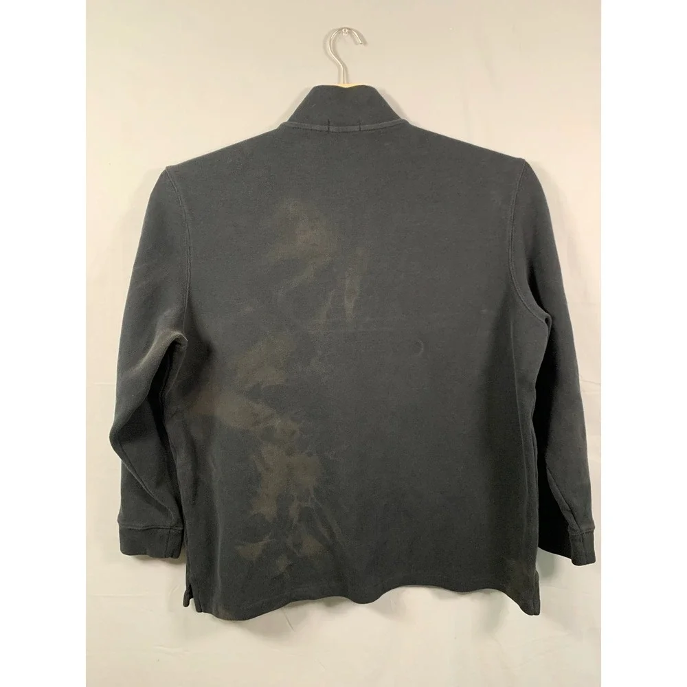 Polo Ralph Lauren Mens XXL Quarter Zip Pullover Cotton Sweater Black Blue Pony
